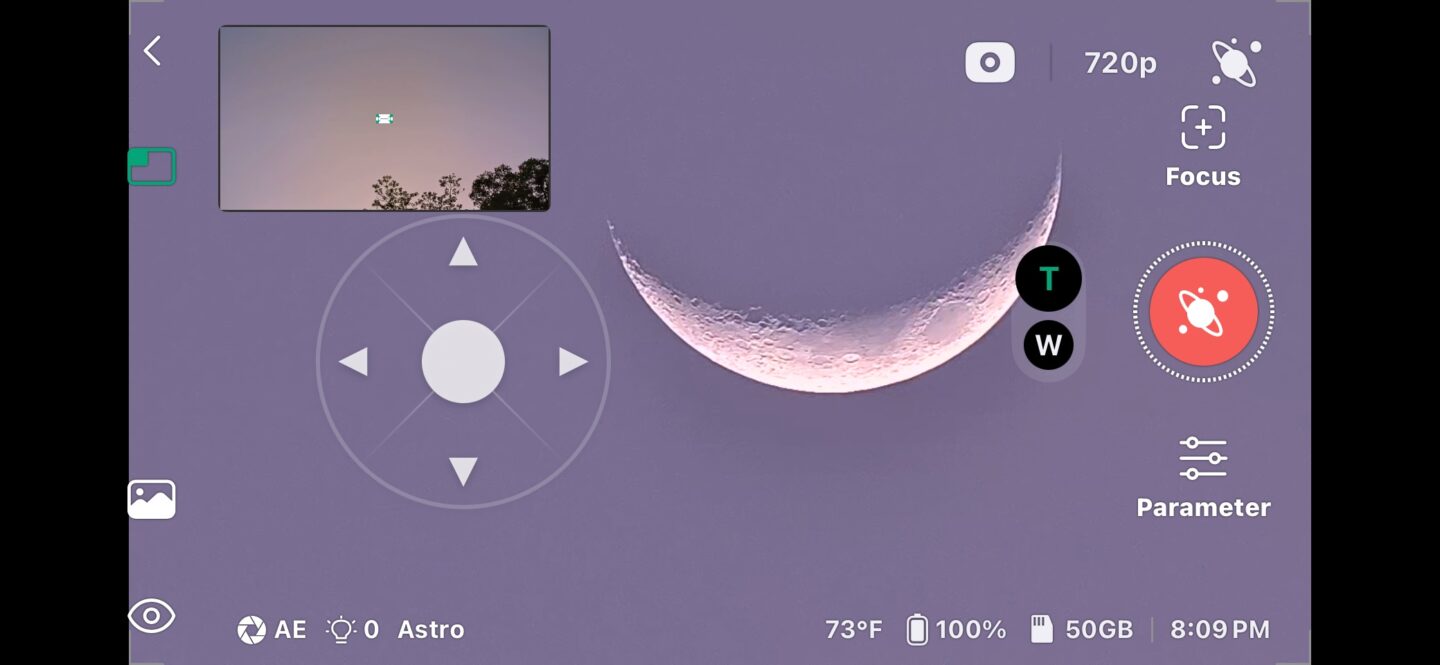 DwarfLab Dwarf Mini Smart Telescope: App homescreen