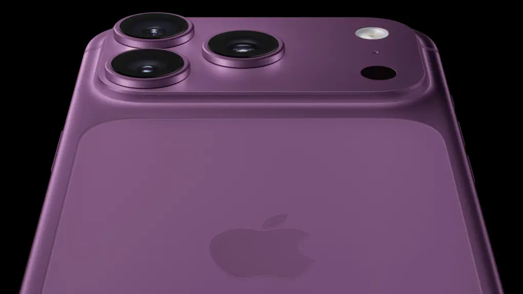 iPhone 17 Pro edited to a dusty purple color, showing the camera plateau