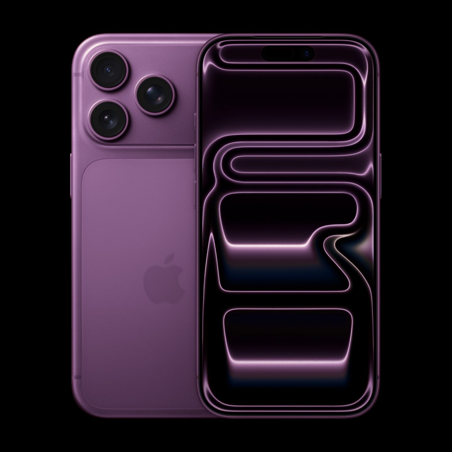iPhone 17 Pro edited to a dusty purple color, showing the front and back