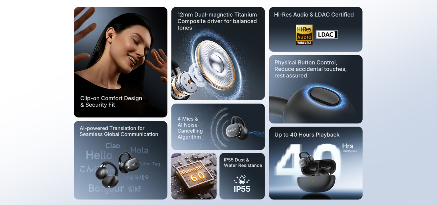 EarFun Clip 2 earbuds features