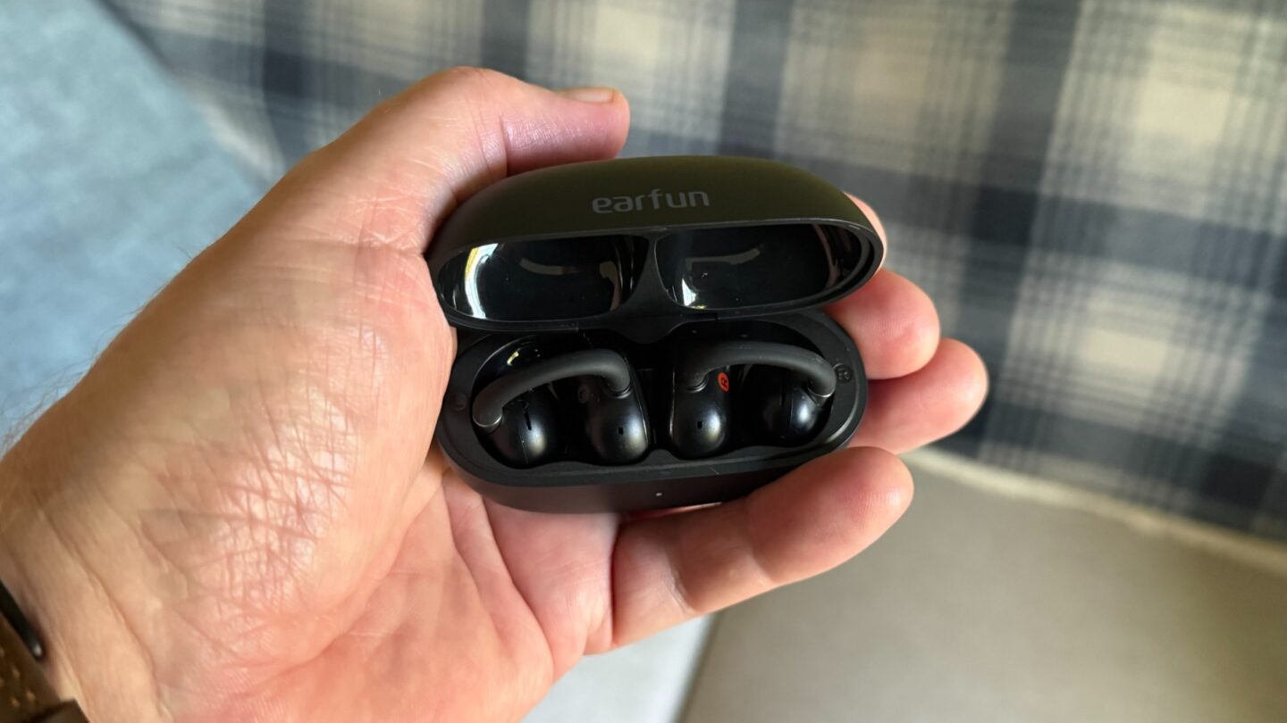 EarFun Clip 2 earbuds in case