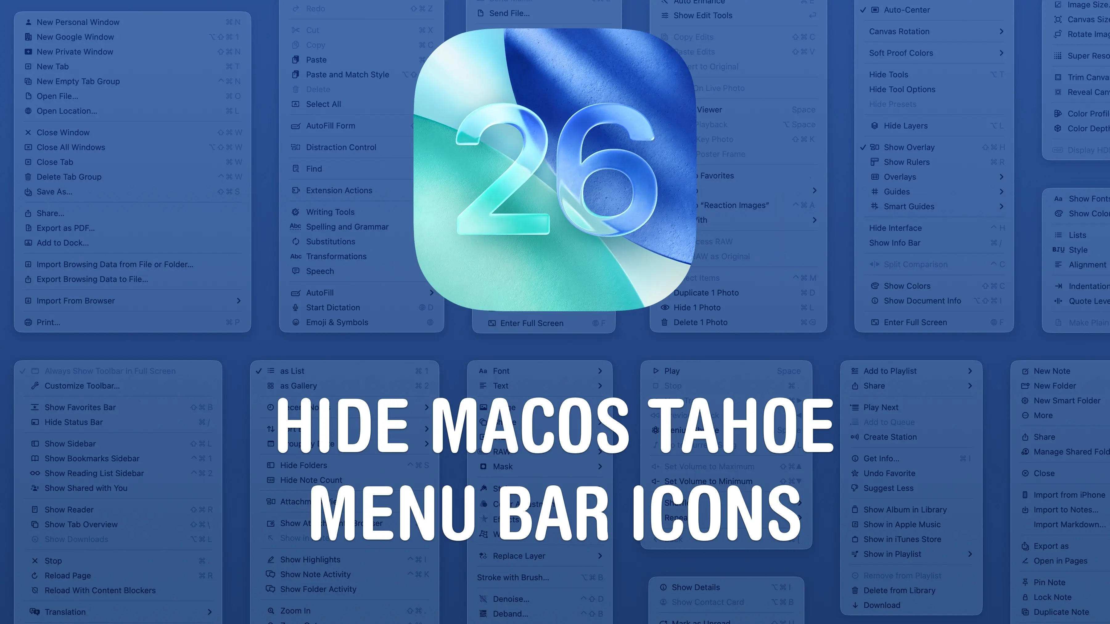 How to hide all the menu bar icons in macOS Tahoe