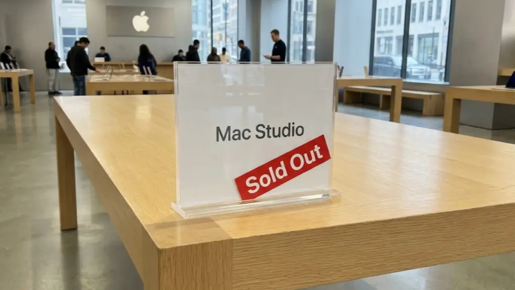 AI-generated image of inside of an Apple Store, with a sign that says, 