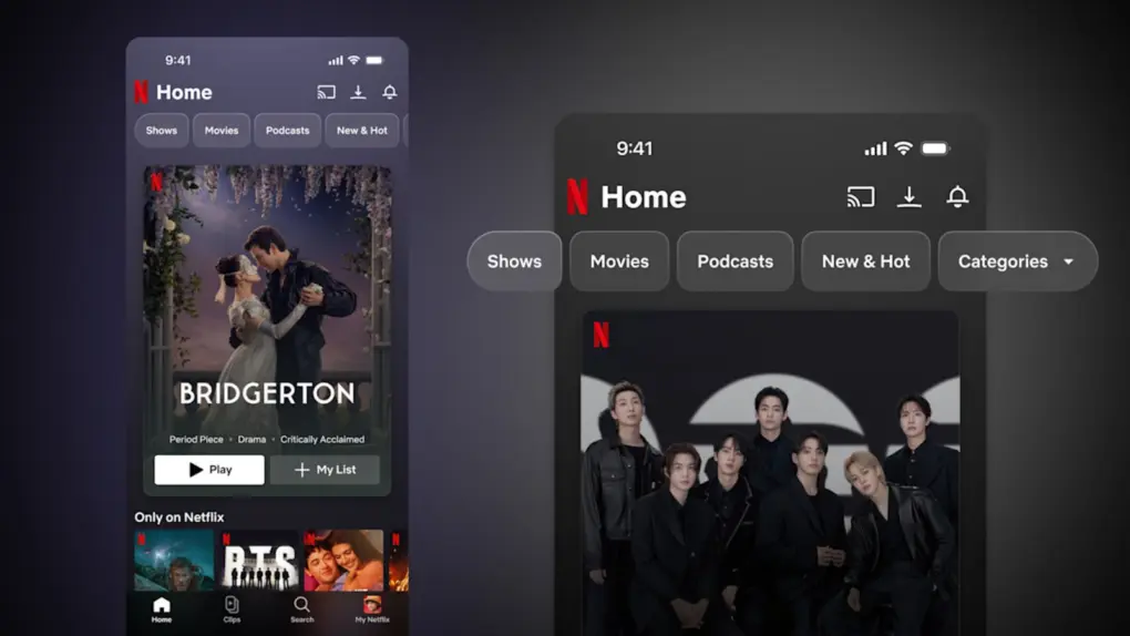 redesigned Netflix iPhone app