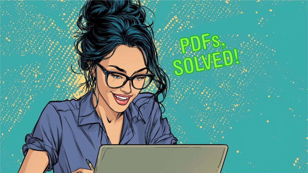 An AI-generated drawing of a woman using a MacBook, with the words 