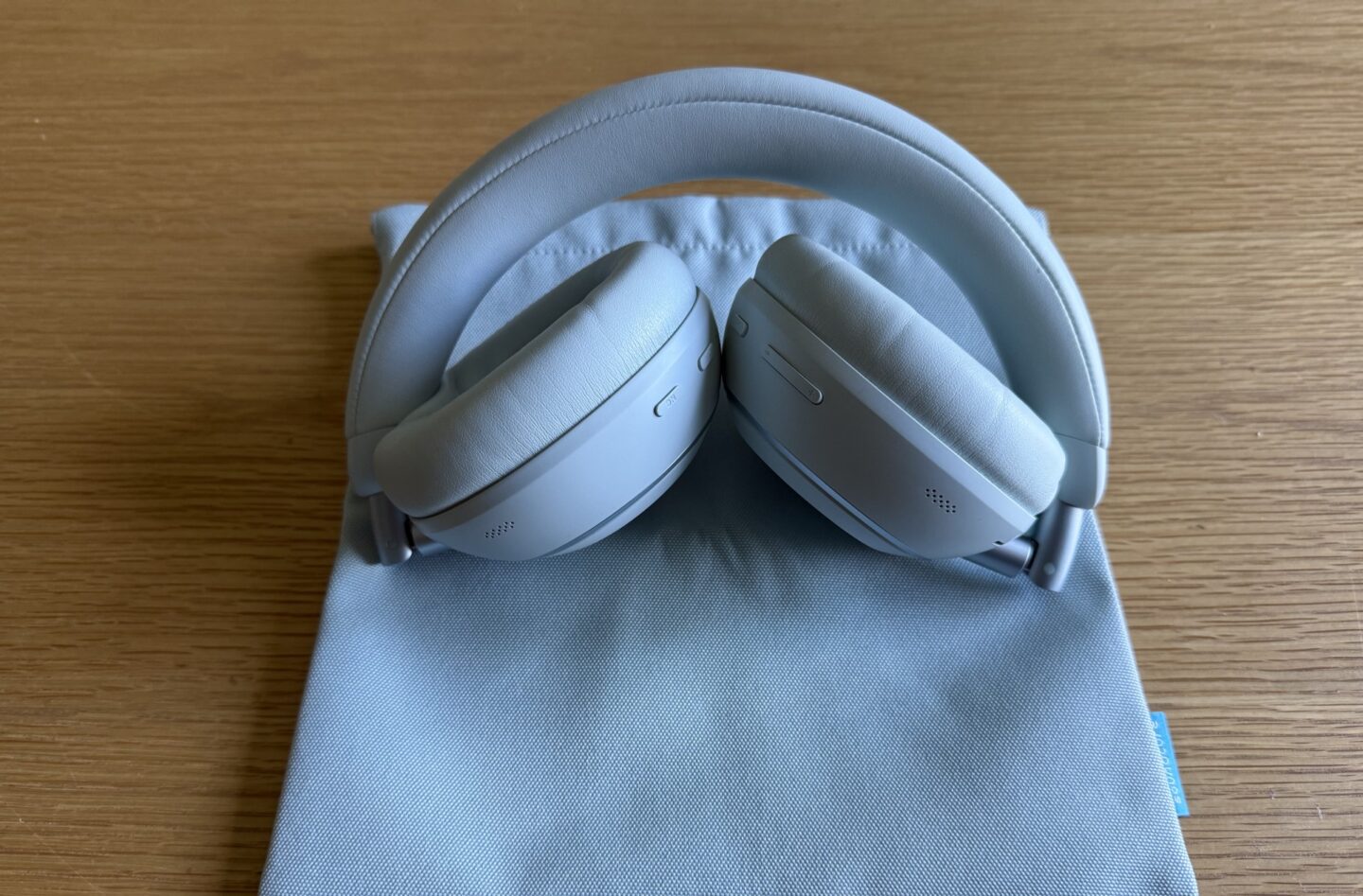 Soundcore Space 2 headphones folded on carry bag