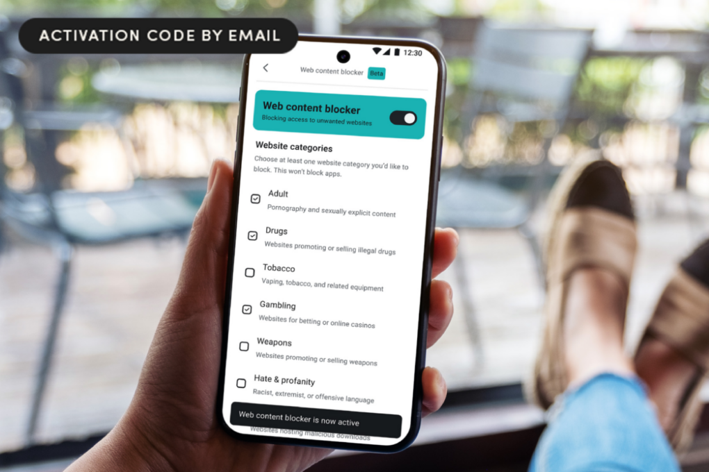 Surfshark opened on a mobile device