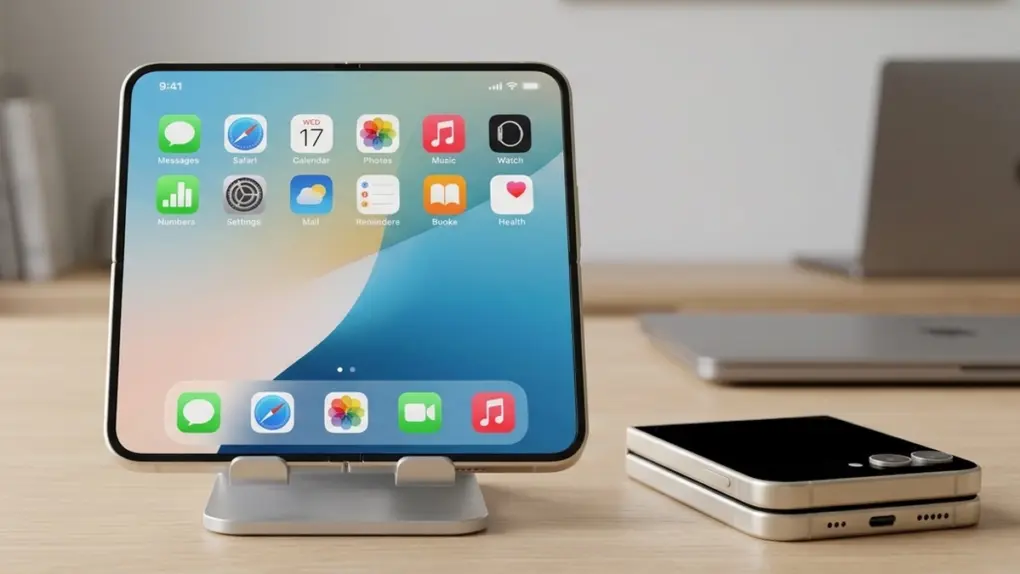 AI-generated image of a folding iPhone concept. The rumored device might be called the 