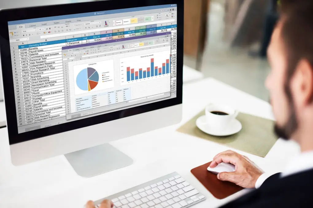 Man using Excel on a Mac