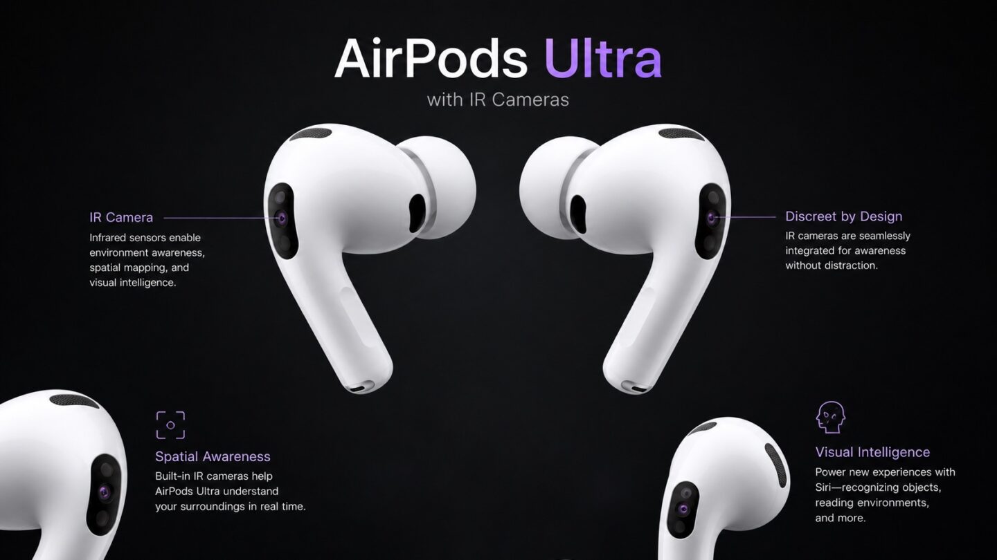 AirPods Ultra concept: IR camera AirPods Ultra concept: IR camera features