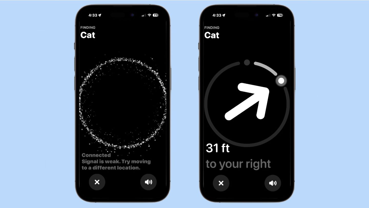 AirTag_2_pet tracker_03 The Find My app points right to the AirTag 2 on your pet's colllar.