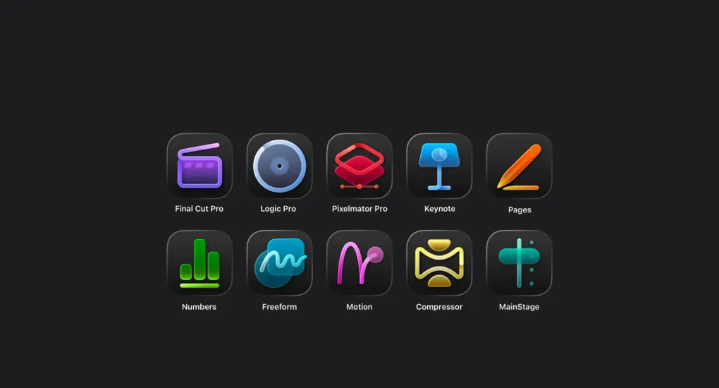 An image of Apple Creator Studio app icons