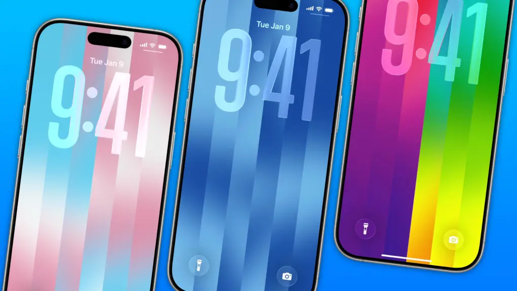 iPhone Luminance wallpaper Lock Screen showing trans colors, LGBTQ Pride colors and blue colors