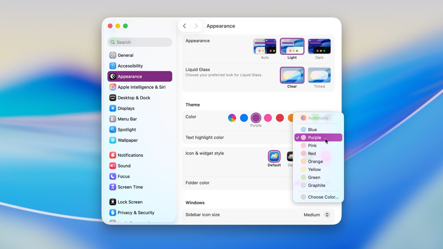 Mac Theme Color Mac Appearance settings