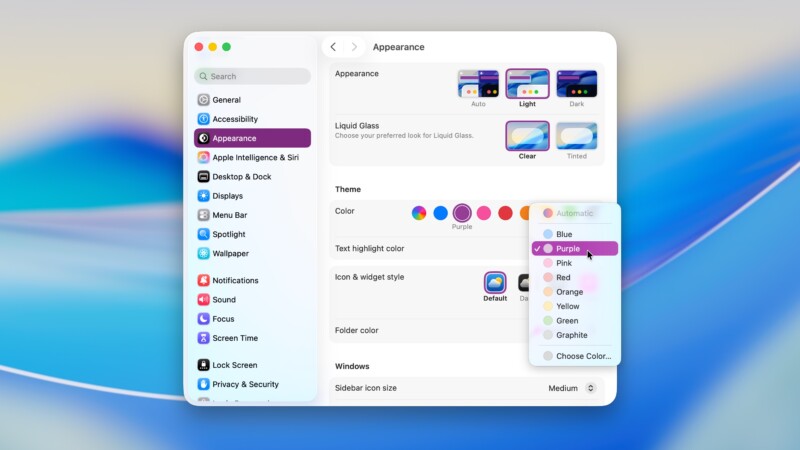 Mac Appearance settings