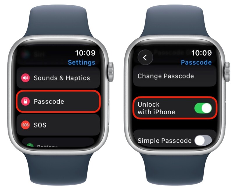 Setting to unlock Apple Watch with iPhone