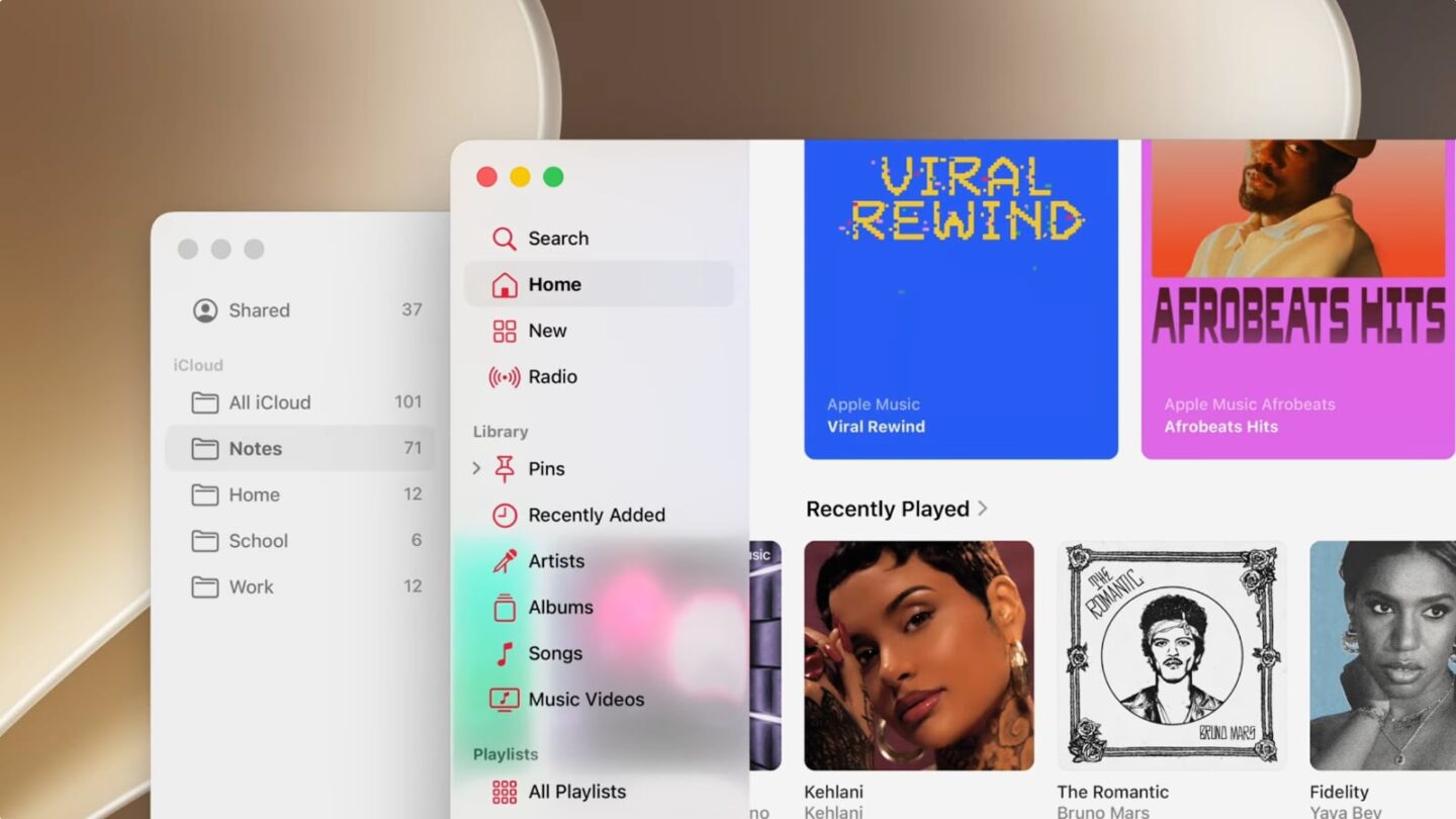App sidebar in macOS 27 Screenshot showing app sidebars in macOS 27, now with colored icons