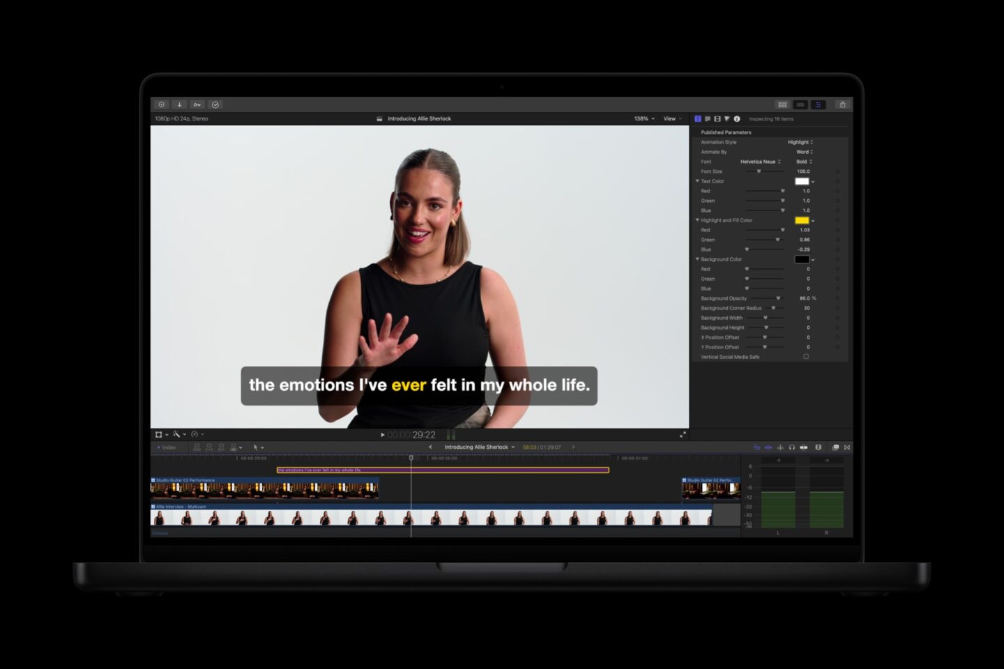 Generate Captions features of Final Cut Pro