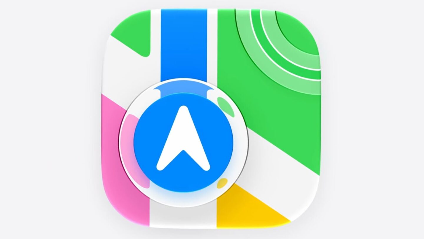 Apple Maps icon with Liquid Glass in macOS 27 Image of a redesigned Apple Maps icon in macOS 27 showing extra layers of Liquid Glass
