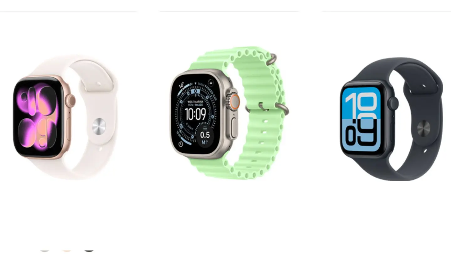 A photo of Apple Watch Series 11, Apple Watch Ultra 3 and Apple Watch SE 3.