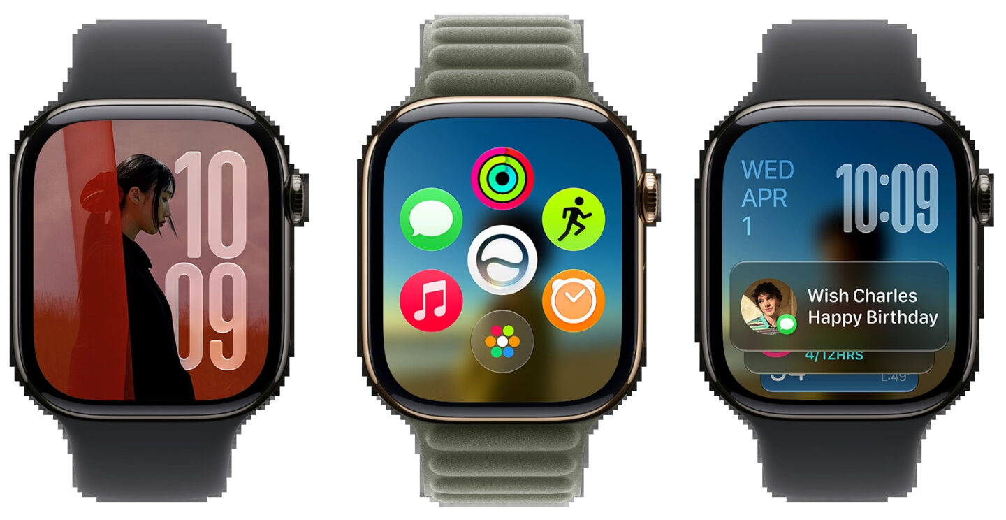 Apple Watch watchOS 27 A photo of watchOS 27 running on three different Apple Watches