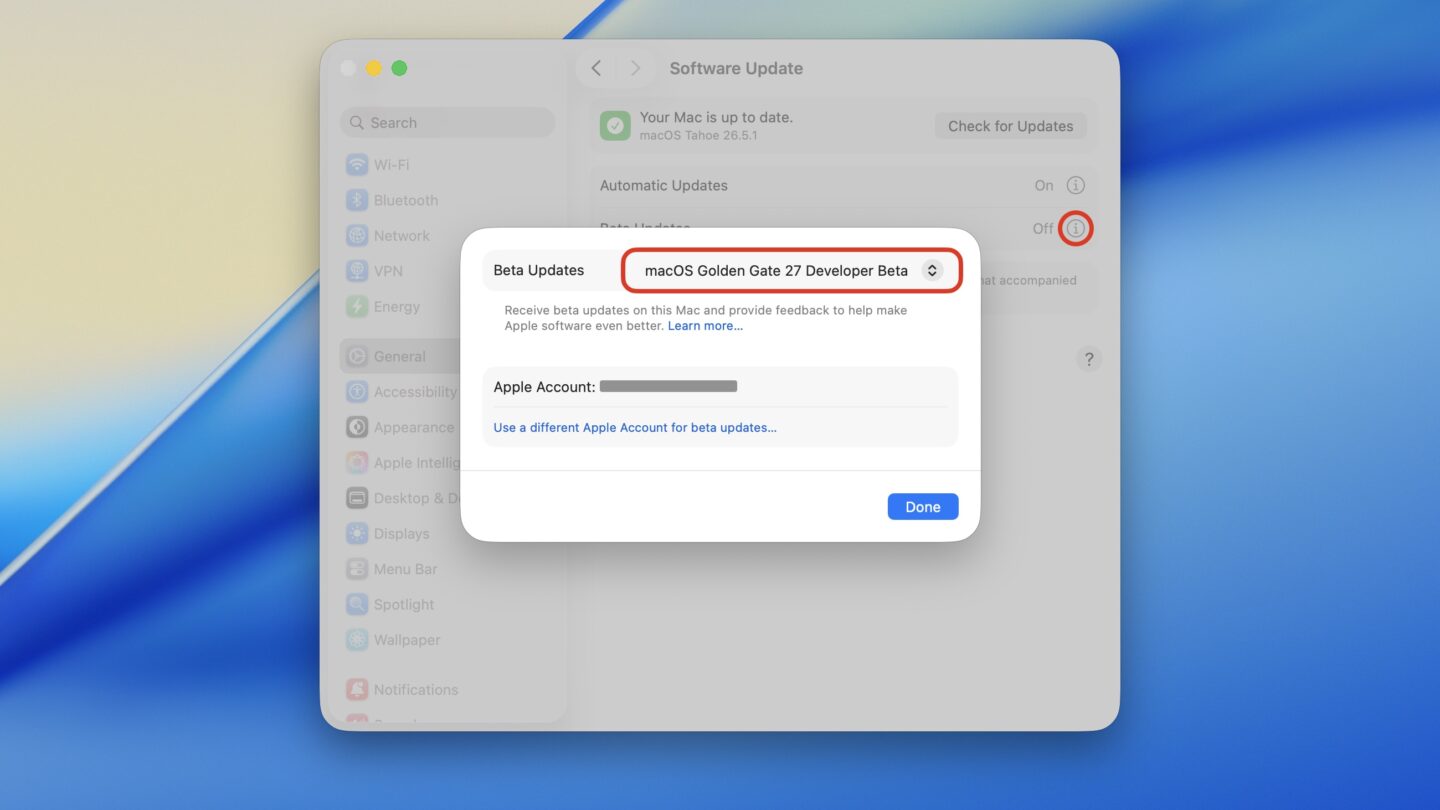 Installing the macOS Golden Gate developer beta Installing the macOS Golden Gate developer beta from System Settings