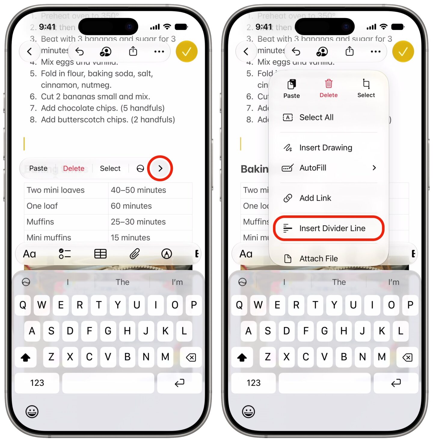Insert Divider Line Insert Divider Line in Notes on iOS