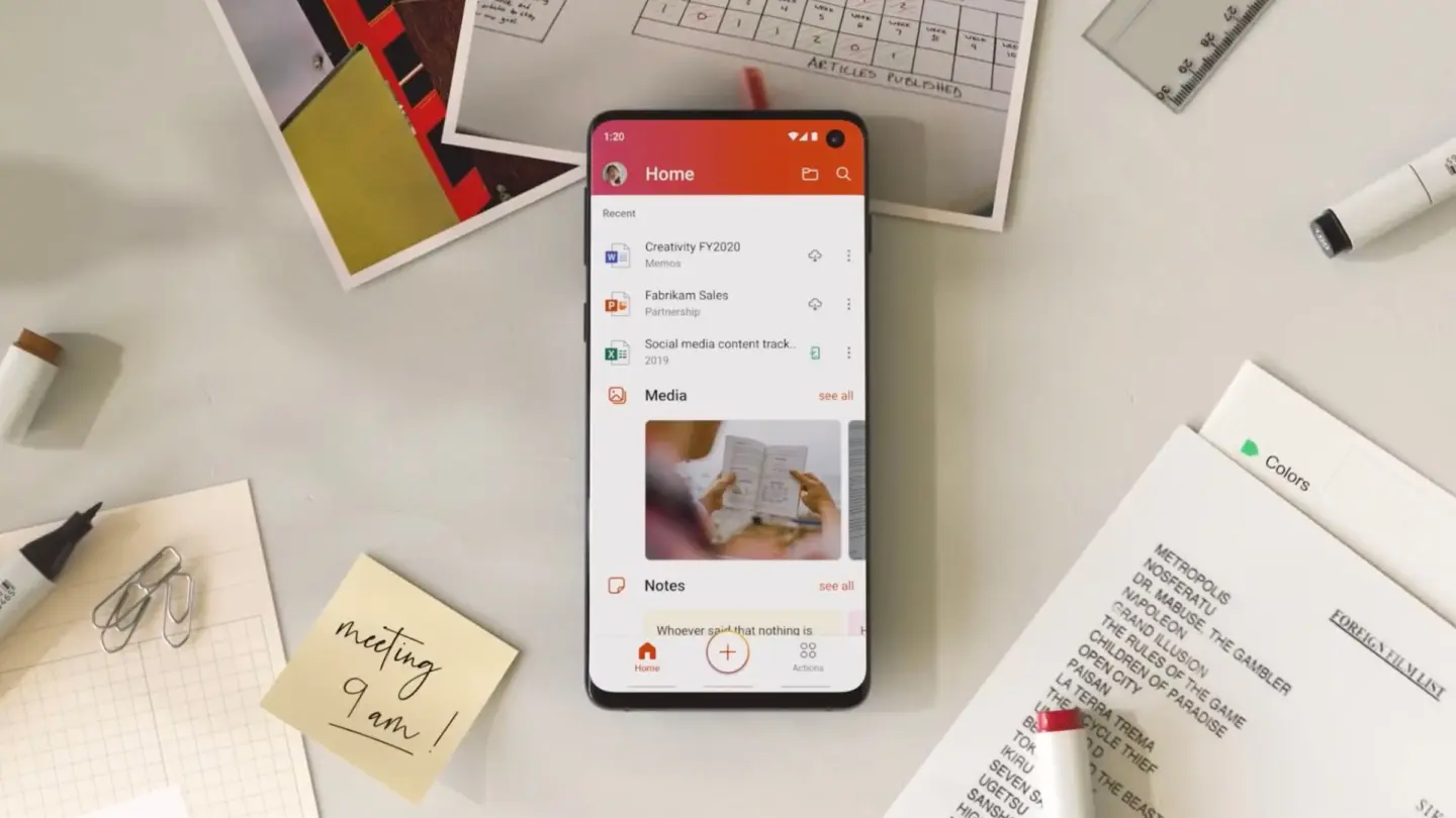 A photo of Microsoft Office files on an iPhone.
