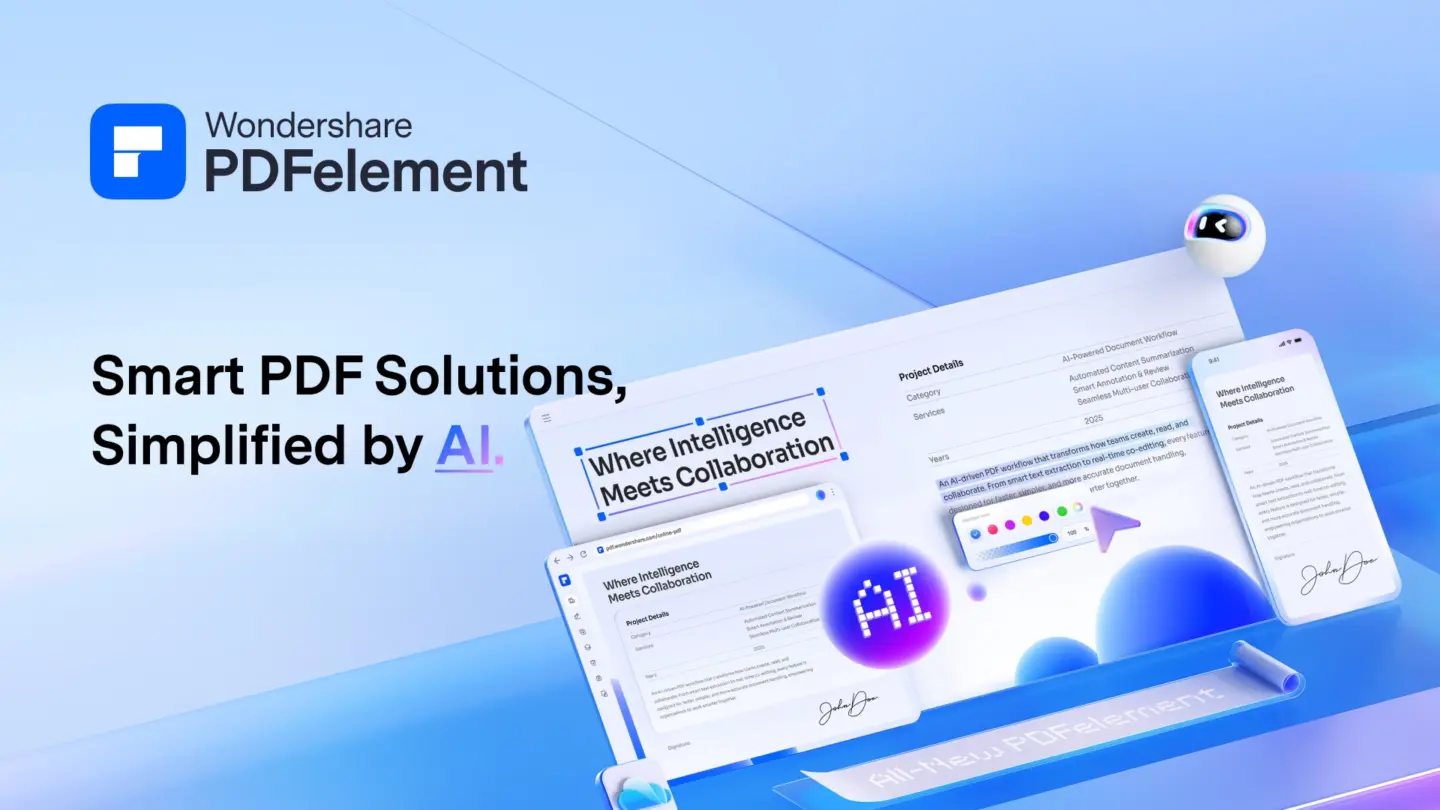 Graphic showing the all-new Wondershare PDFelement.