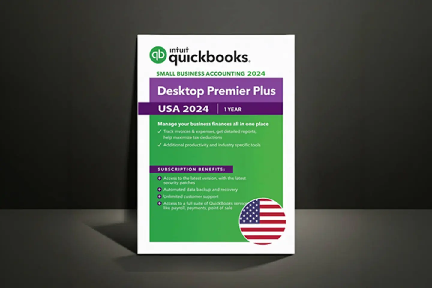 Intuit QuickBooks with shadow and black background