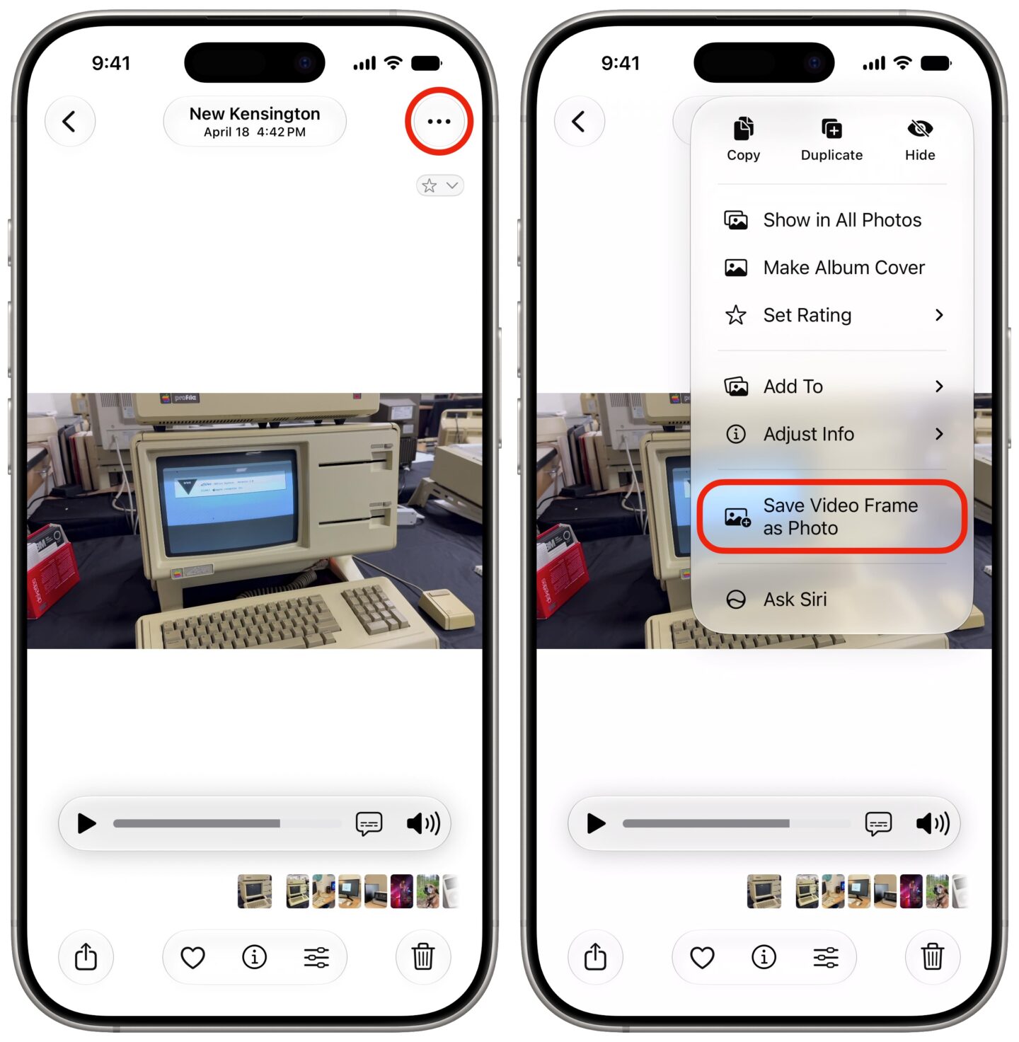 Save Video Frame as Photo in Photos app in iOS 27