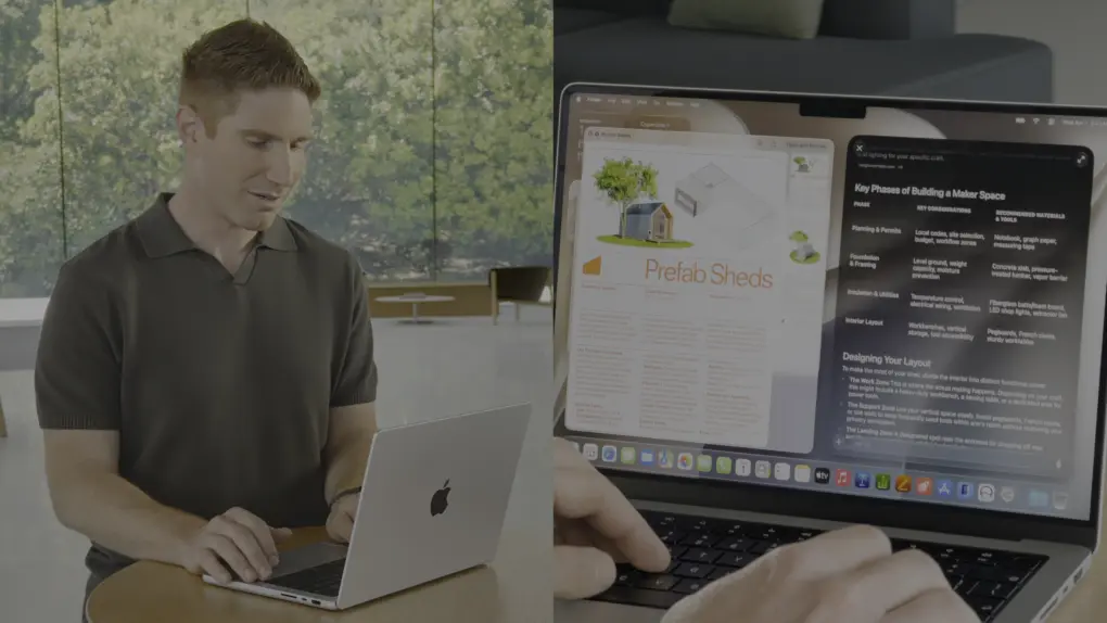Justin Titi, Apple’s senior director of intelligent system experience engineering, using Siri AI on a MacBook Pro