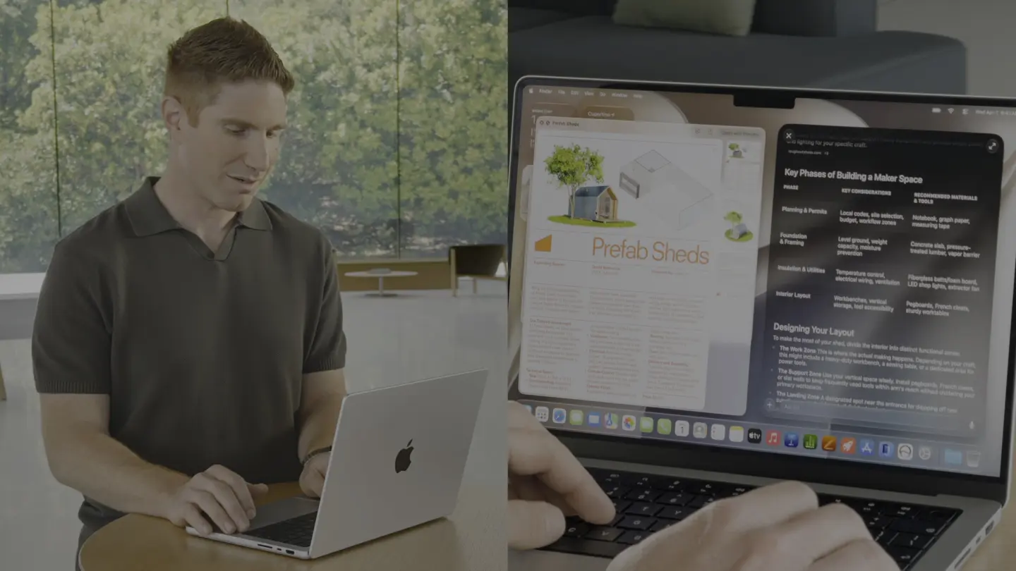 Justin Titi, Apple’s senior director of intelligent system experience engineering, using Siri AI on a MacBook Pro