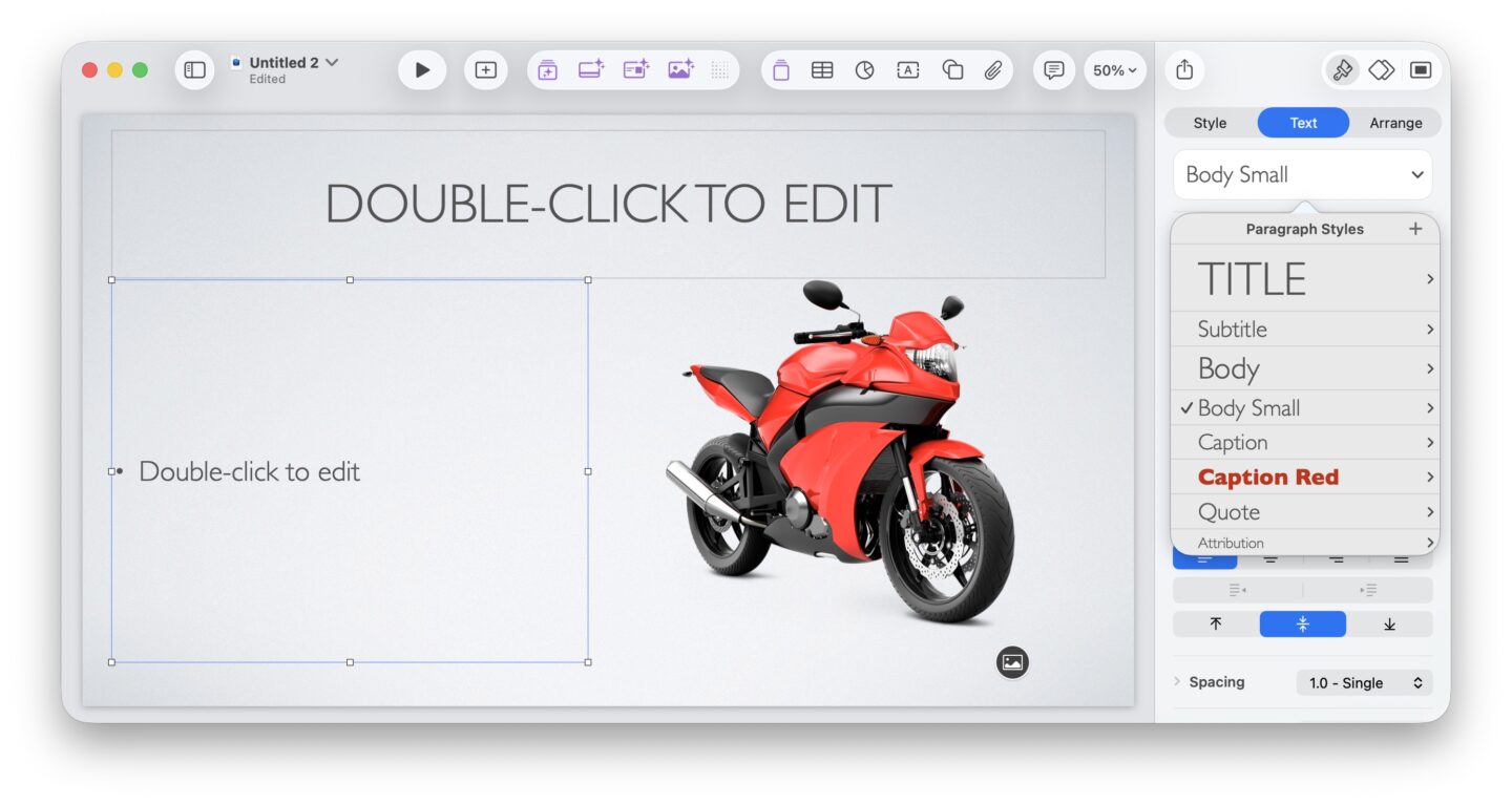 Text Styles Text styles in Keynote