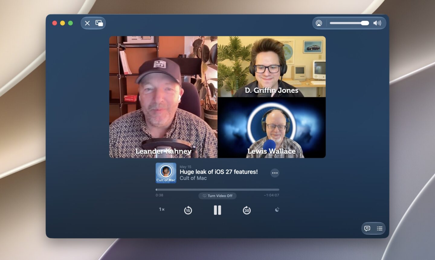 Cult of Mac Video Podcast Playing a video podcast on the Mac