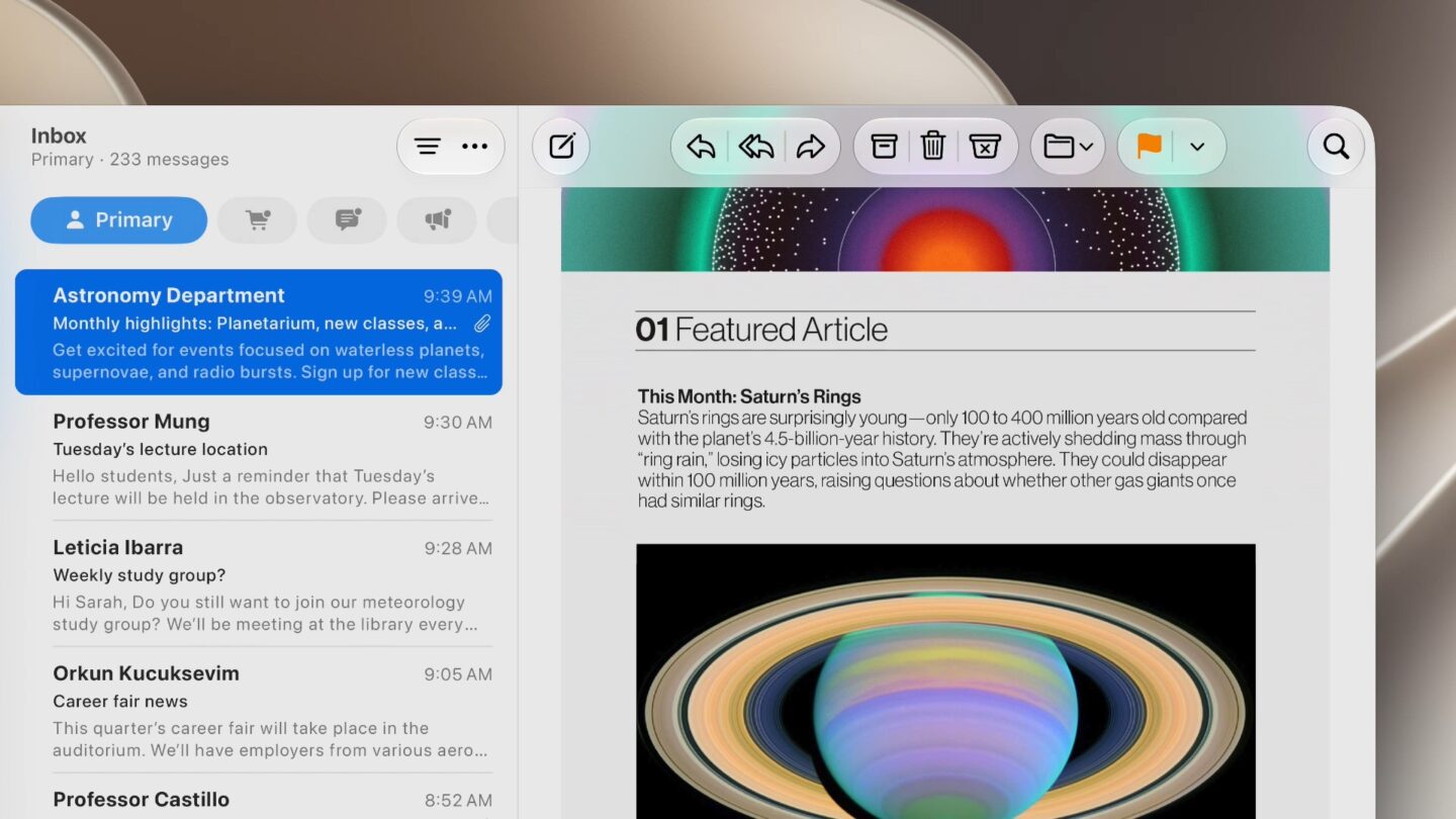 MacOS Golden Gate 27 toolbars macOS Golden Gate 27 toolbar in the Mail app