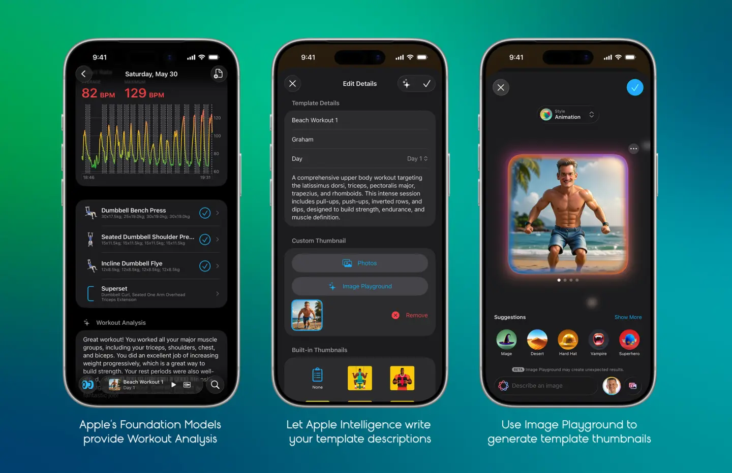 Reps3 appleintelligence Three iPhone screenshots of strength-training app Reps & Sets, which now uses Apple Intelligence to provide smart feedback and help organize your workouts