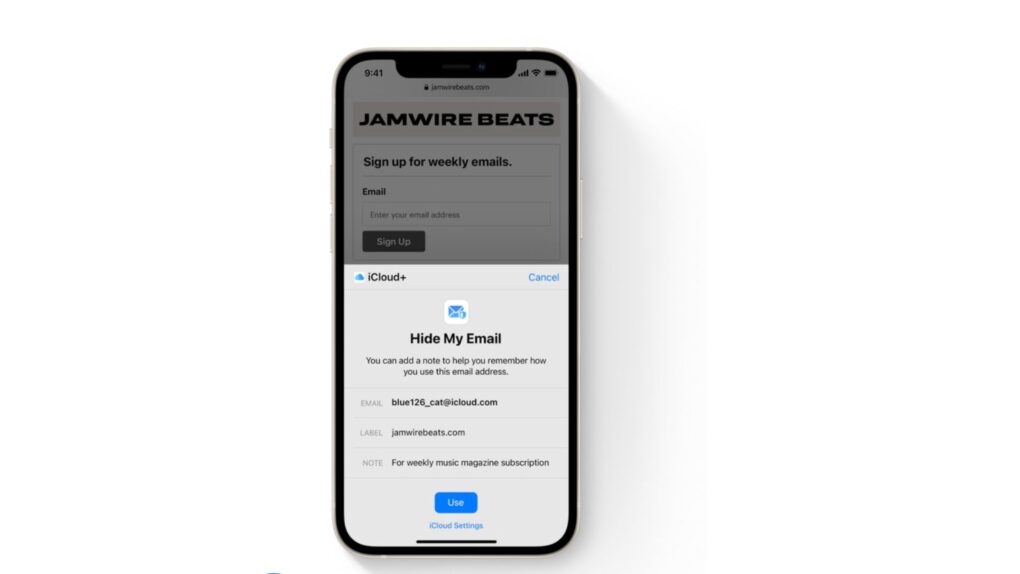 A photo of Apple's Hide My Email feature used in a story about a security exploit affecting the service for almost more than a year.