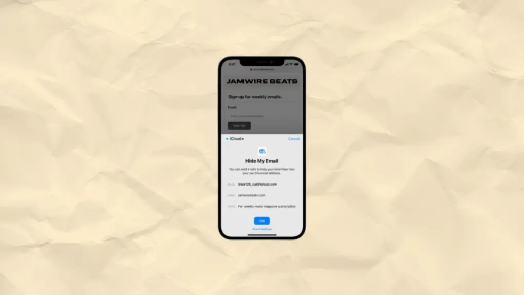 A picture of Apple's Hide My Email feature used in a story about the same.