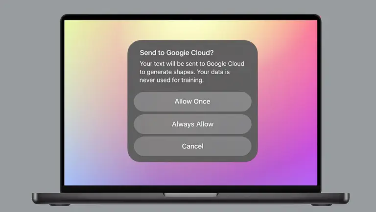 Google cloud warning that appears when using certain Apple Intelligence features.