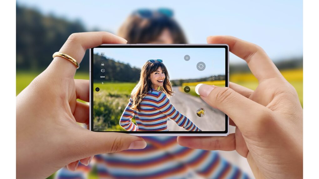 Photo of a person using a Samsung Galaxy Z Fold8 to take a photo.