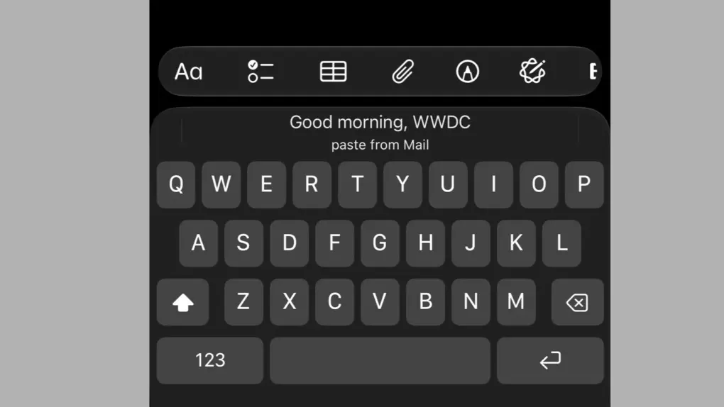 iOS 27 keyboard's paste option