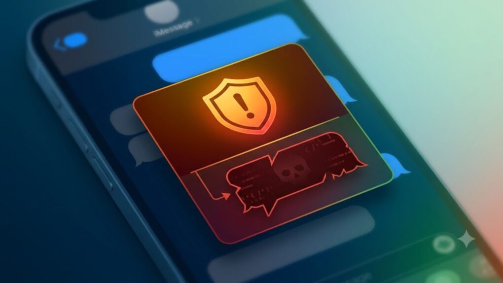 An AI-generated picture of an iPhone with iMessages open used in a story about Apple adding new malicious message warnings.