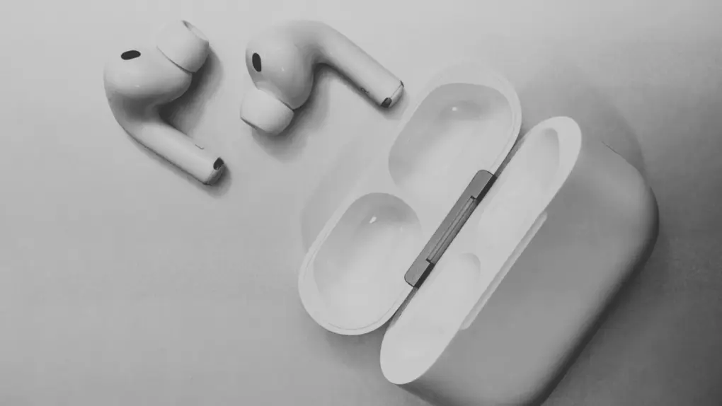 A picture of AirPods used in a story about AirPods with camera coming in 2027.