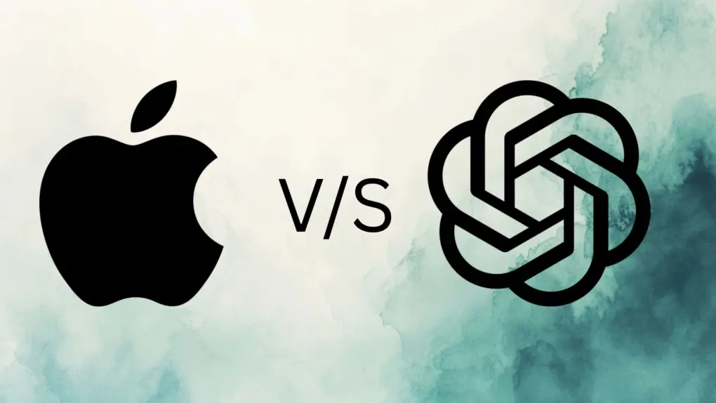 A photo with Apple and OpenAI logo used in a story about Apple's lawsuit against OpenAI.