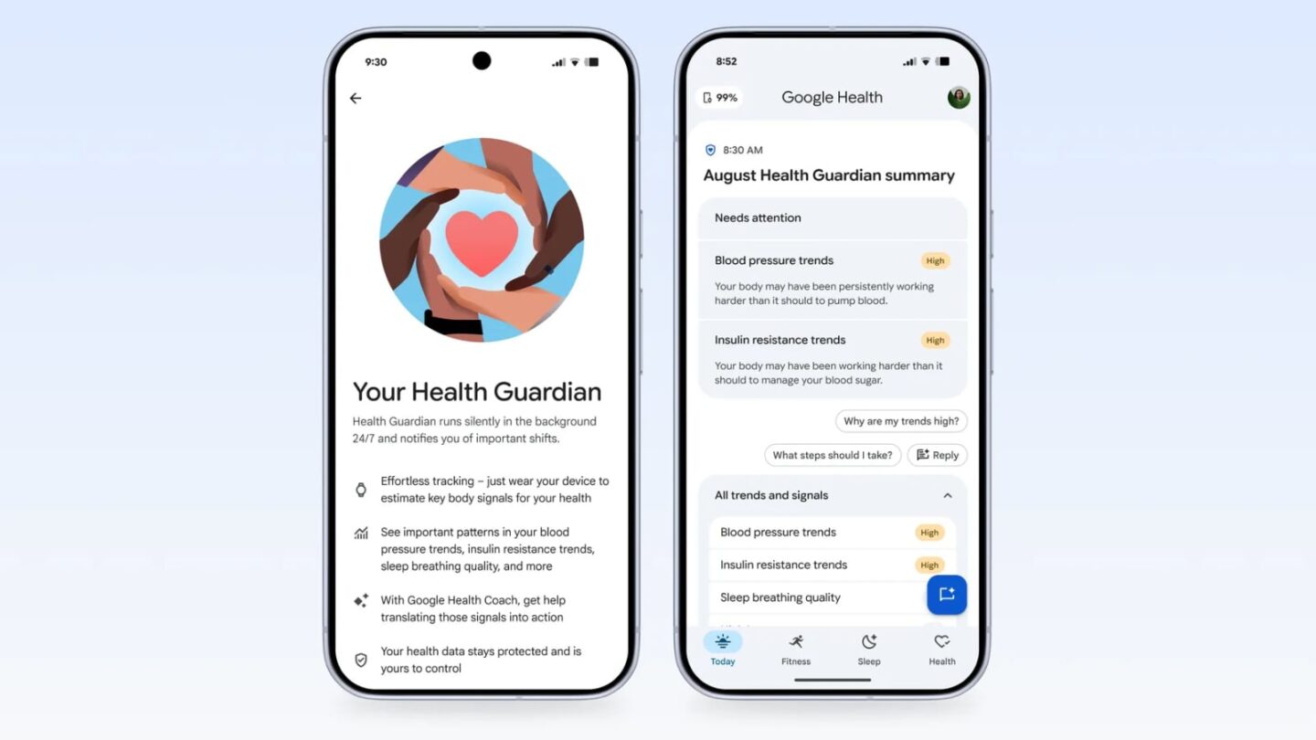 Google Pixel Watch 5 Health Guardian Two screenshots of Google Pixel 5 showing the new Health Guardian feature