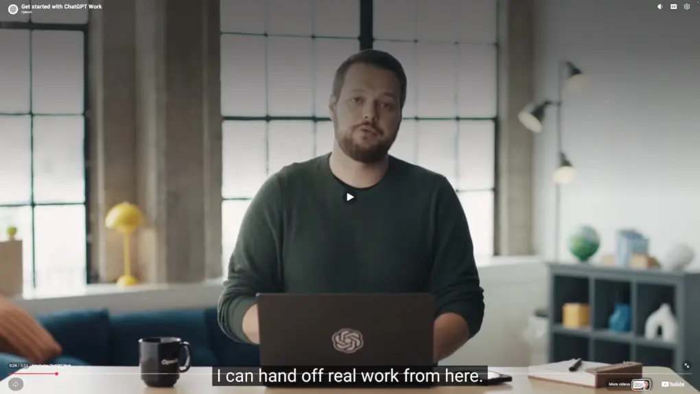 Screenshot from an OpenAI video introducing the new Computer History feature.