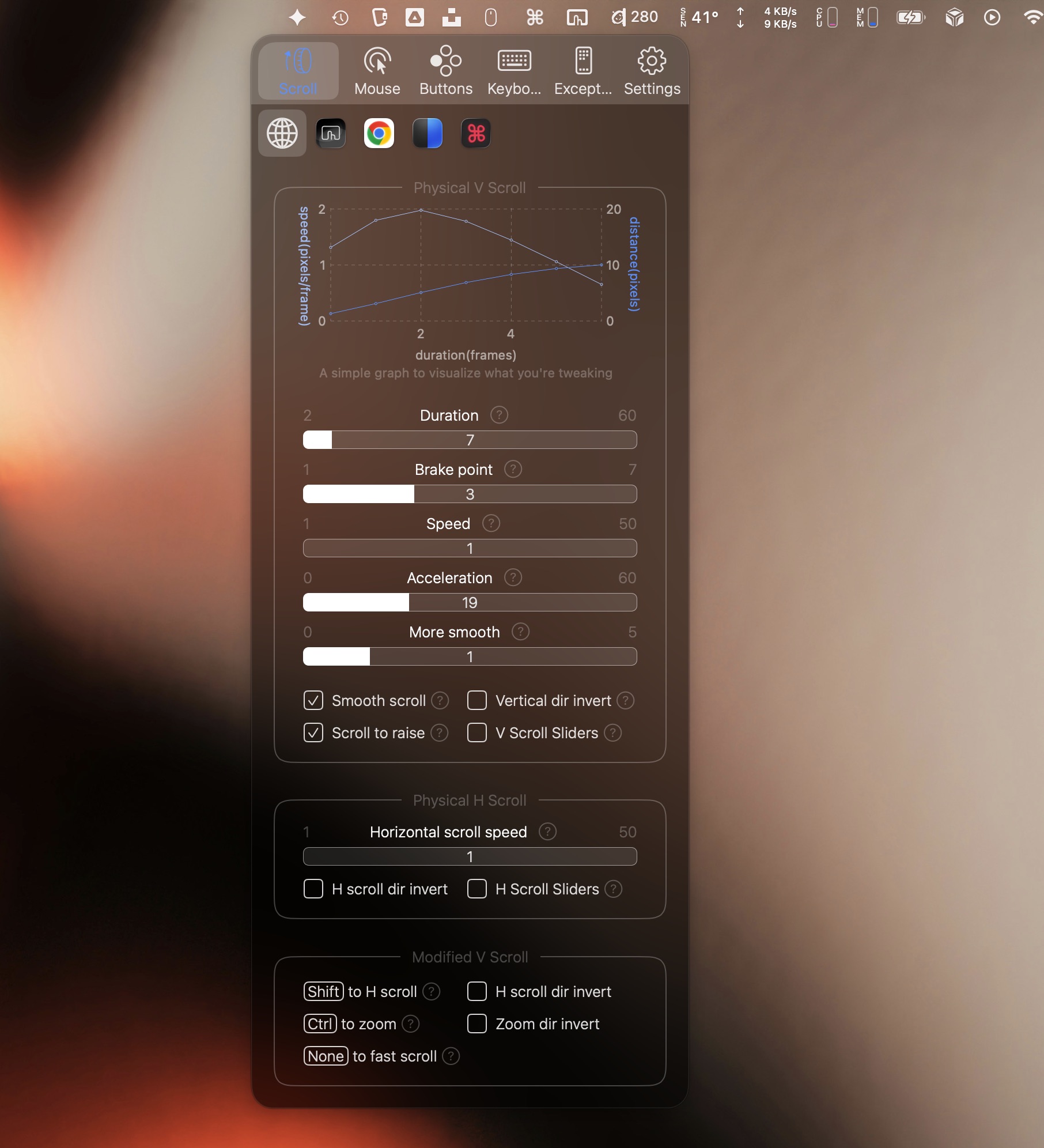 BetterMouse scroll intensity You can customize the scroll intensity with BetterMouse.