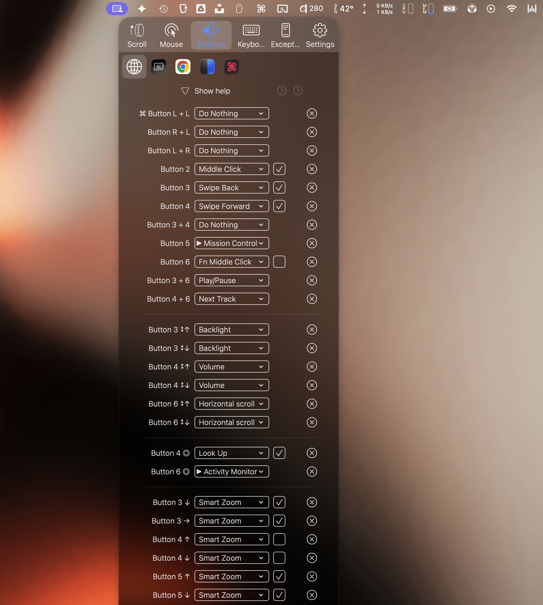 Per-app setting in BetterMouse Per-app setting in BetterMouse