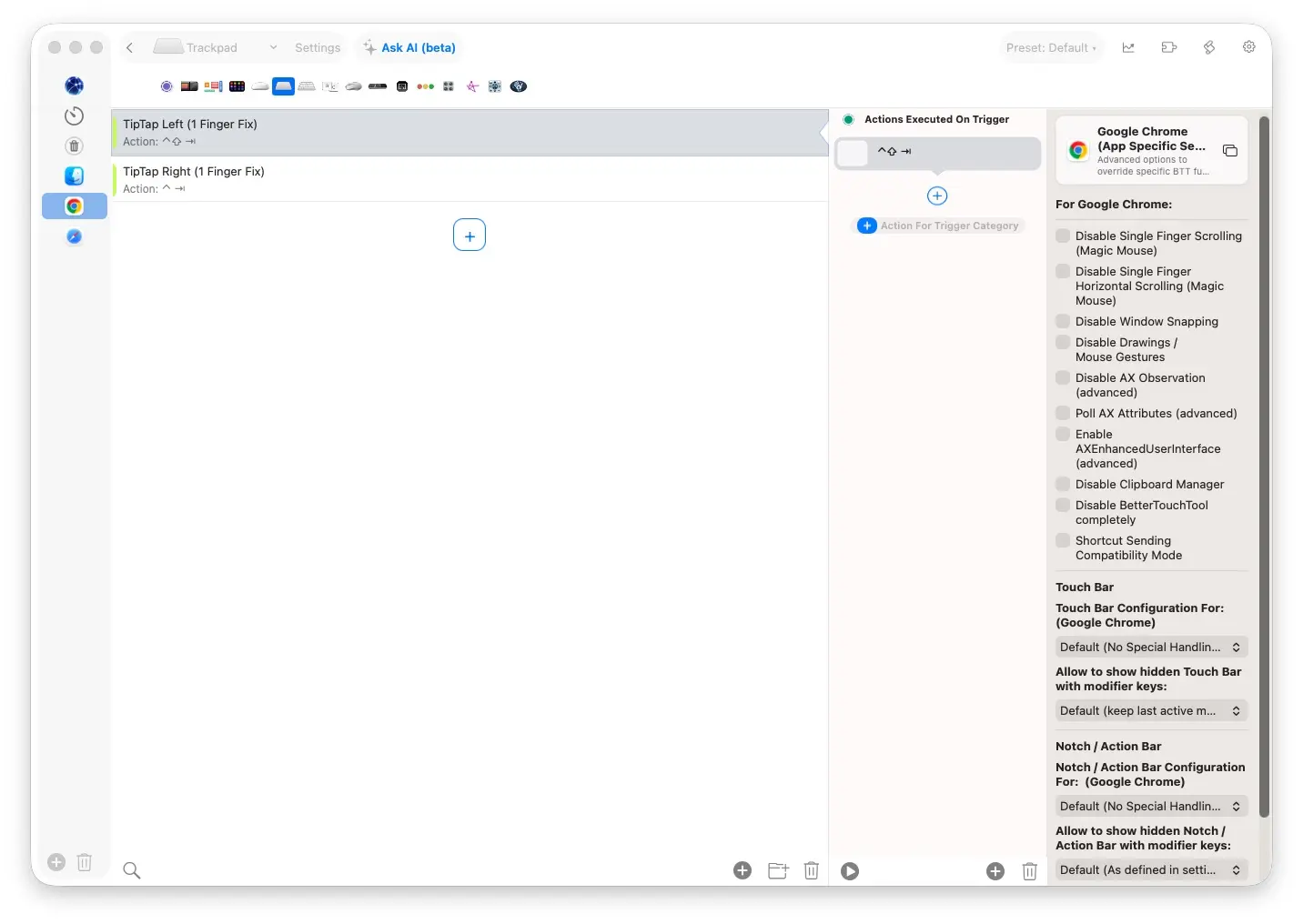 Btt tip tap gesture TipTap gesture in BetterTouchTool.